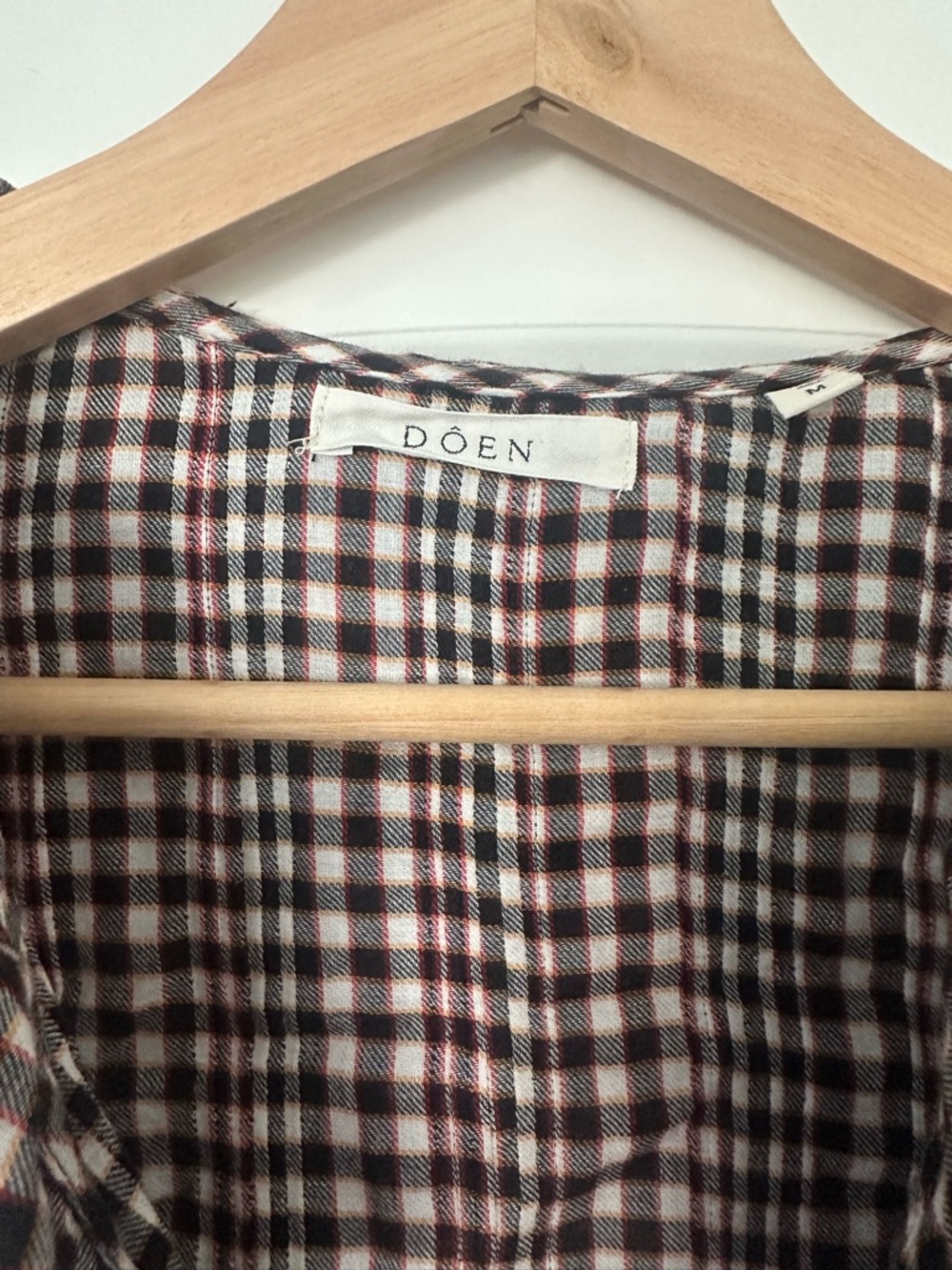 Doen Hardy Delphine Plaid Brown & White Gingham Ruffle Blouse - Picture 2 of 4